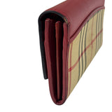 Burberry Red Leather House Check Continental Long Wallet