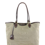 Prada Vintage Jacquard Logo Tote Brown