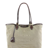 Prada Vintage Jacquard Logo Tote Brown