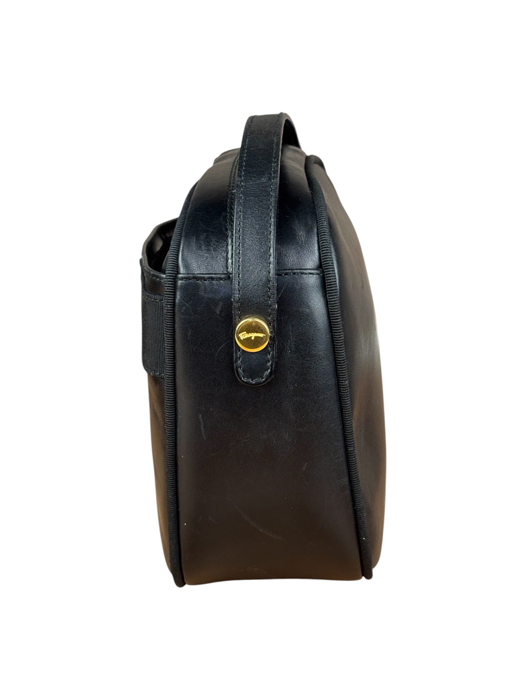 Salvatore Ferragamo Black Leather Vara Bow Crossbody Bag