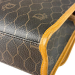 Christian Dior Vintage Brown Leather Honeycomb Shoulder Bag