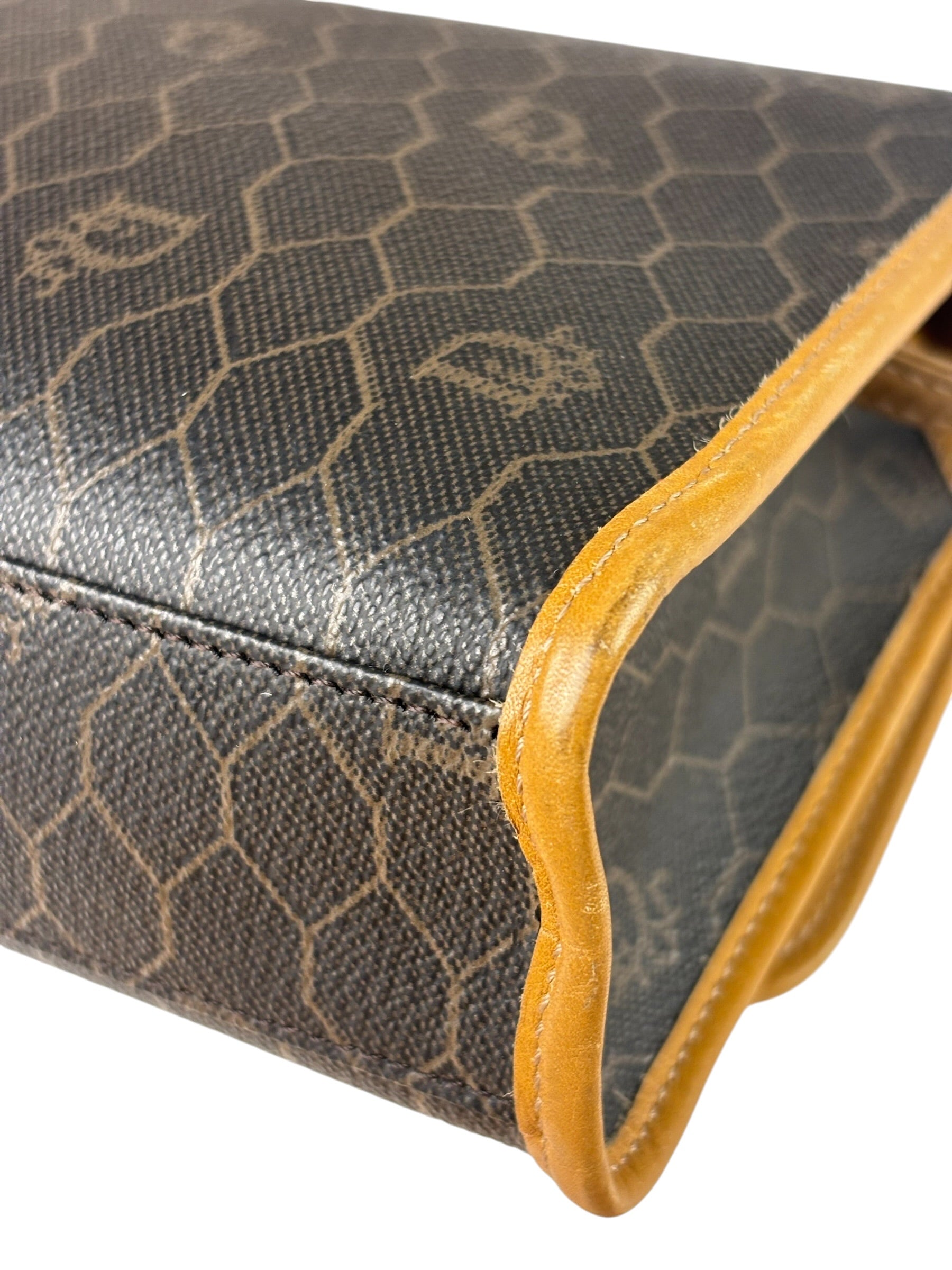 Christian Dior Vintage Brown Leather Honeycomb Shoulder Bag