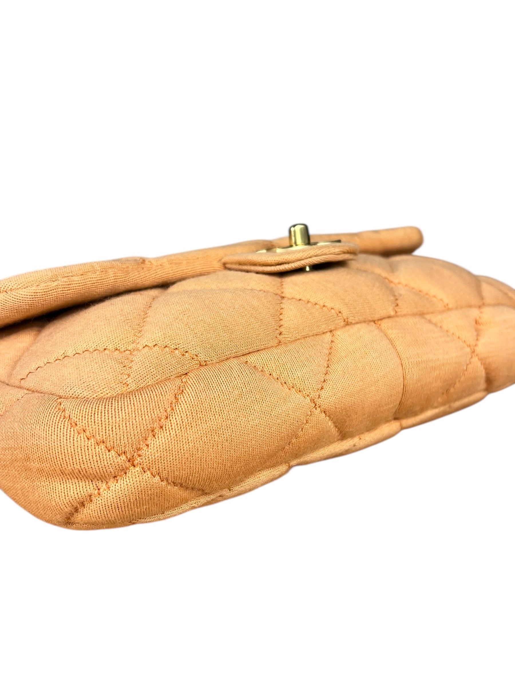 Chanel CC Flap Bag Peach Jersey Quilt