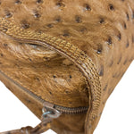 Loewe Vintage Brown Ostrich Print Leather Triangular Shoulder Bag
