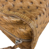 Loewe Vintage Brown Ostrich Print Leather Triangular Shoulder Bag