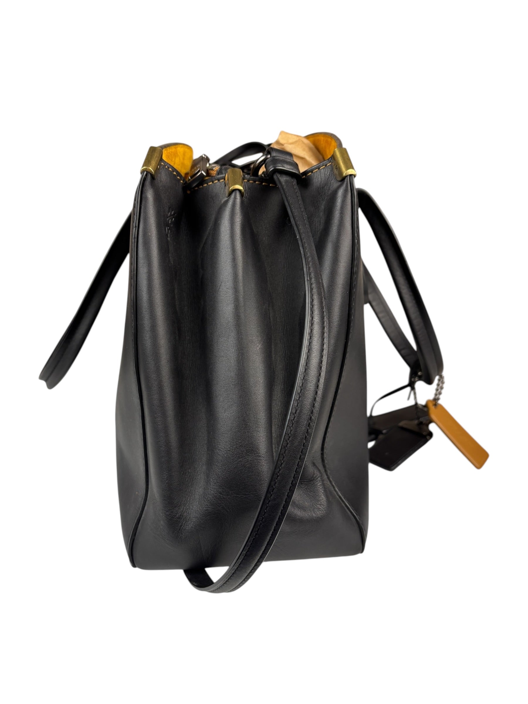 Coach Black Leather Trim Copper Carryall Two-Way Bag