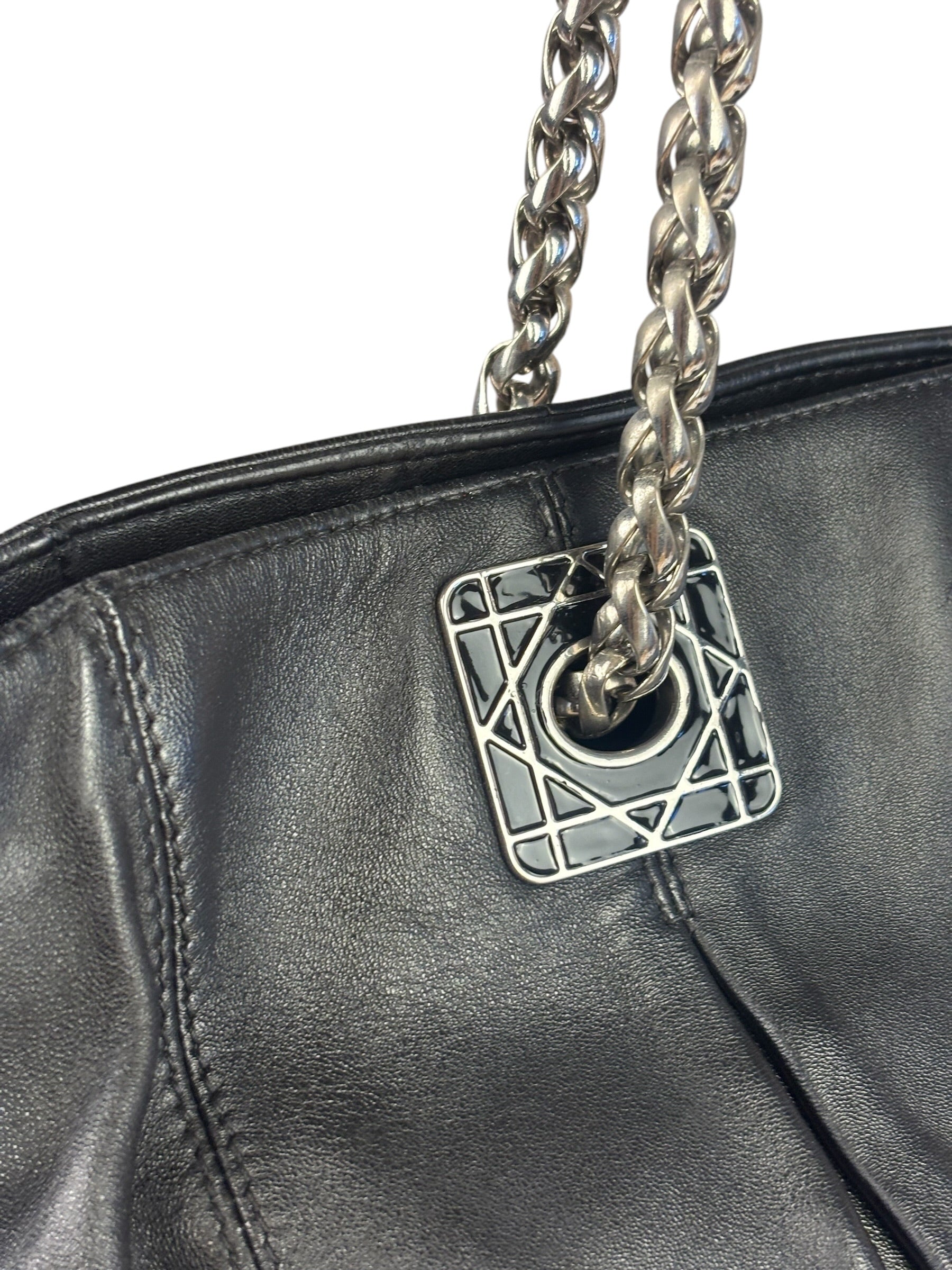 Christian Dior Black Leather Cannage Granville Chain Tote
