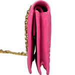 Fendi Roma Pink Leather Embossed Wallet on Chain