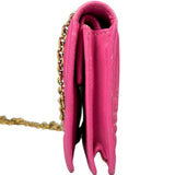 Fendi Roma Pink Leather Embossed Wallet on Chain