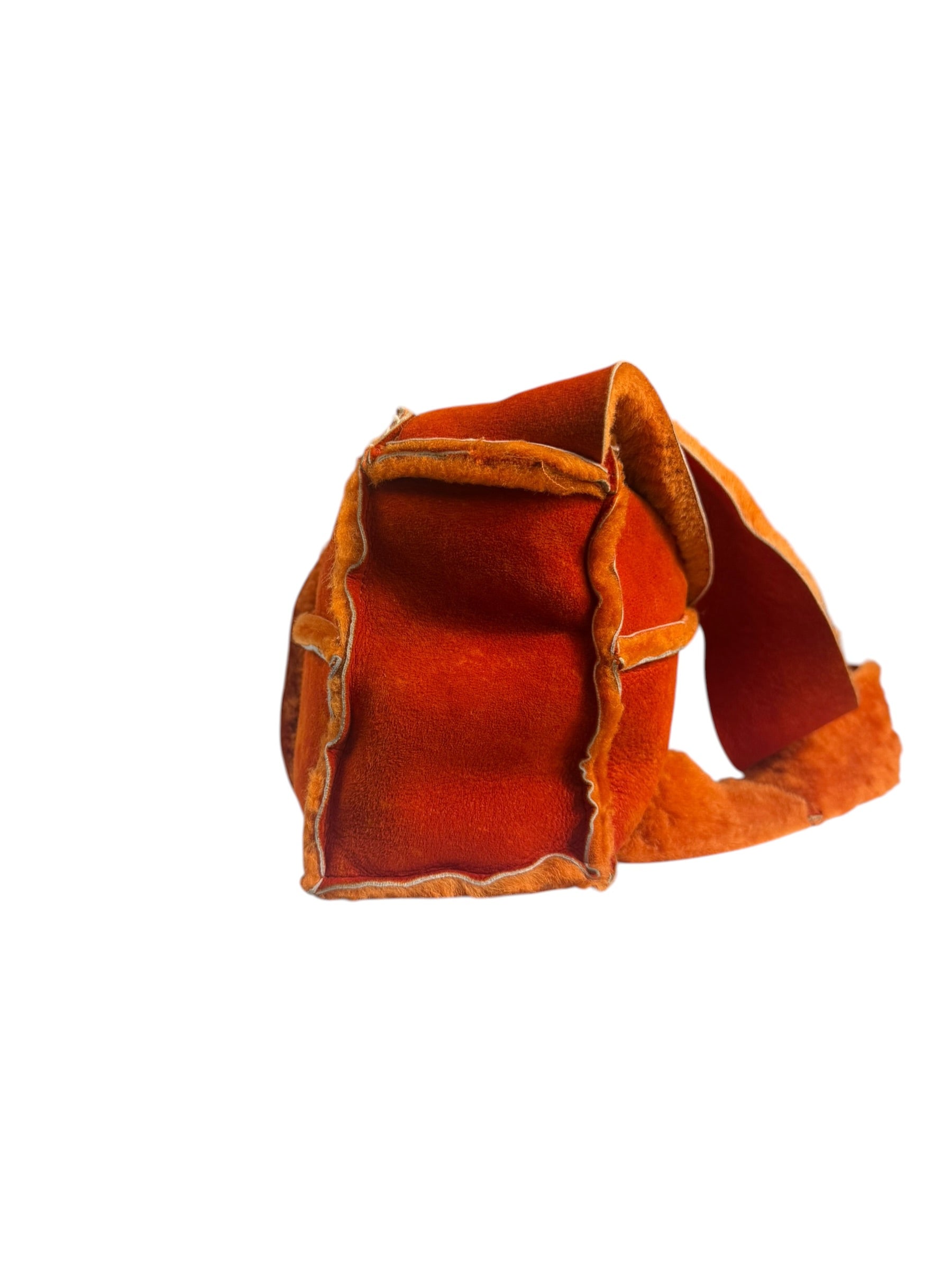 Chanel Orange Suede Shearling Patchwork Shoulder Bag 2001