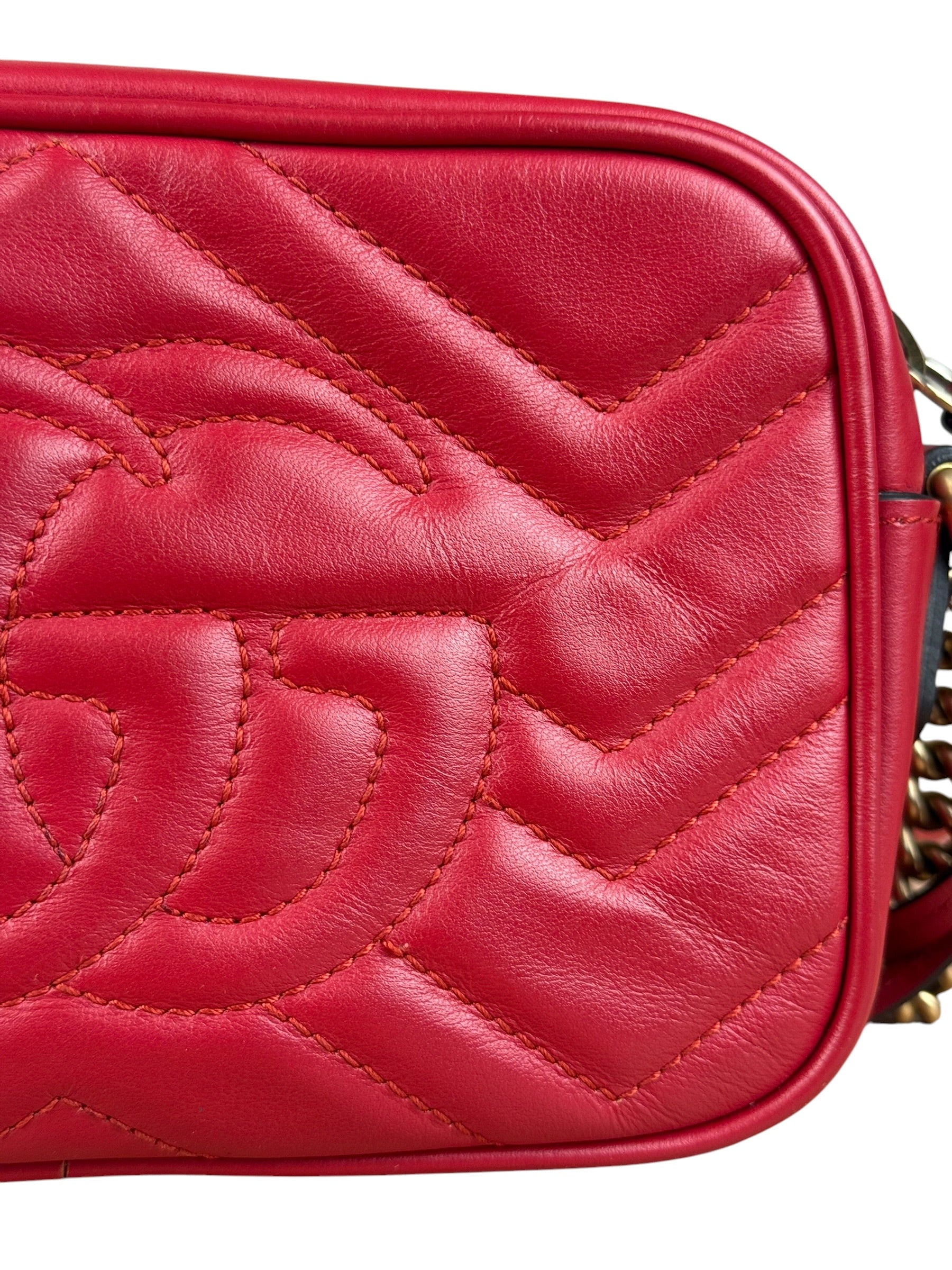 Gucci Leather GG Red Marmont Crossbody