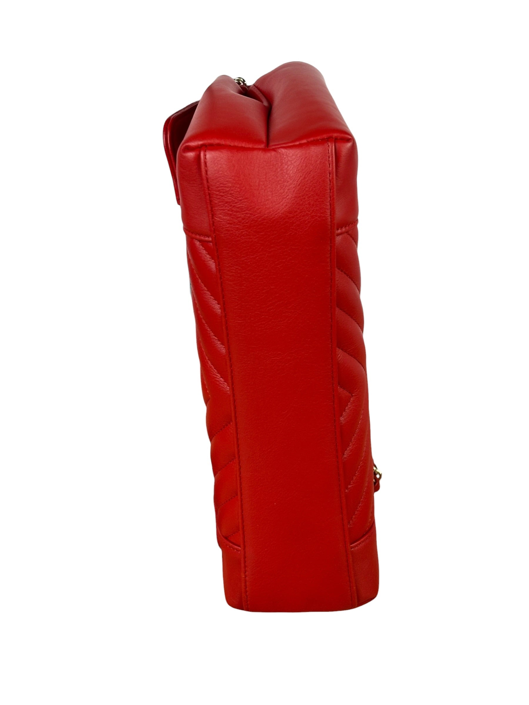 Chanel Red Chevron Leather Flap Bag 2019