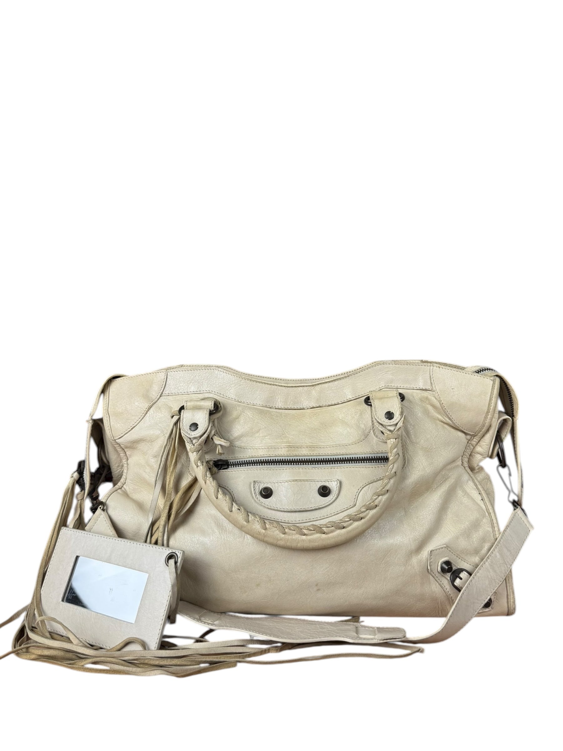Balenciaga Ivory Leather Classic City Bag