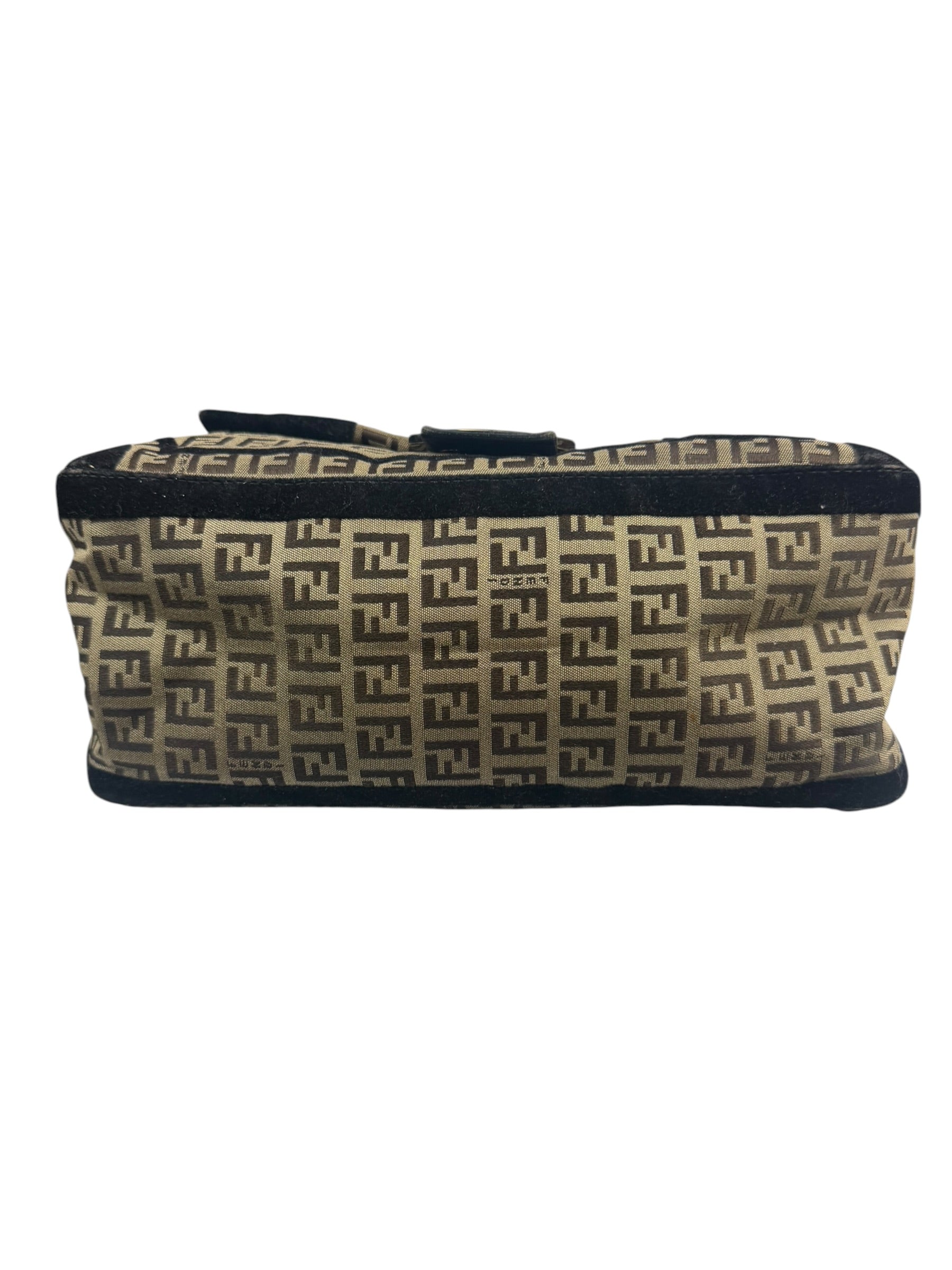 Fendi Black Trim Zucca Mamma Baguette