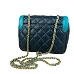 Chanel Quilted Mini Two-Tone Blue Day Flap Bag 2017