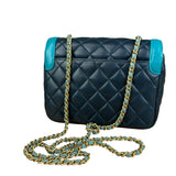 Chanel Quilted Mini Two-Tone Blue Day Flap Bag 2017