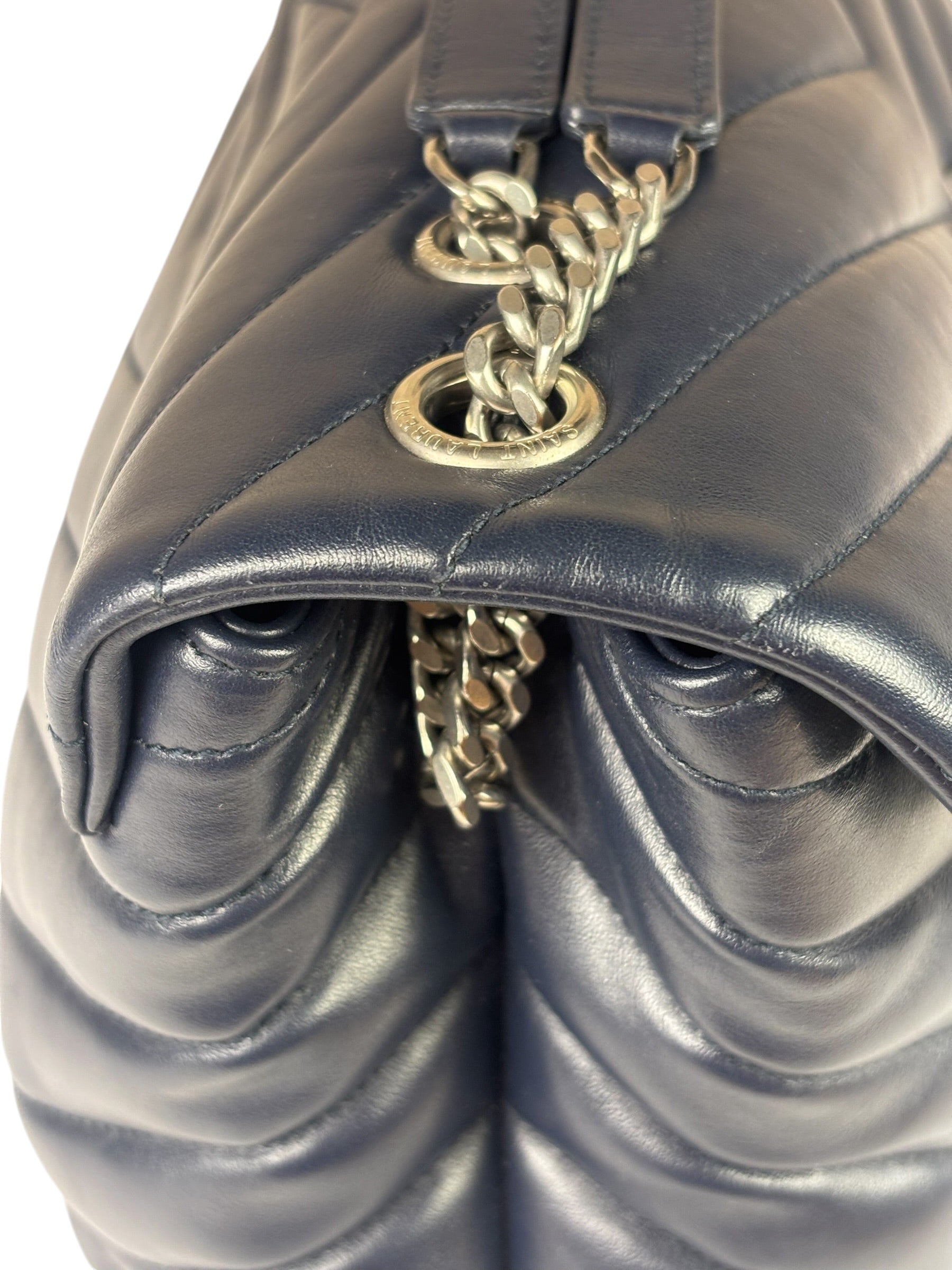 Yves Saint Laurent Navy Blue LouLou Medium Shoulder Bag