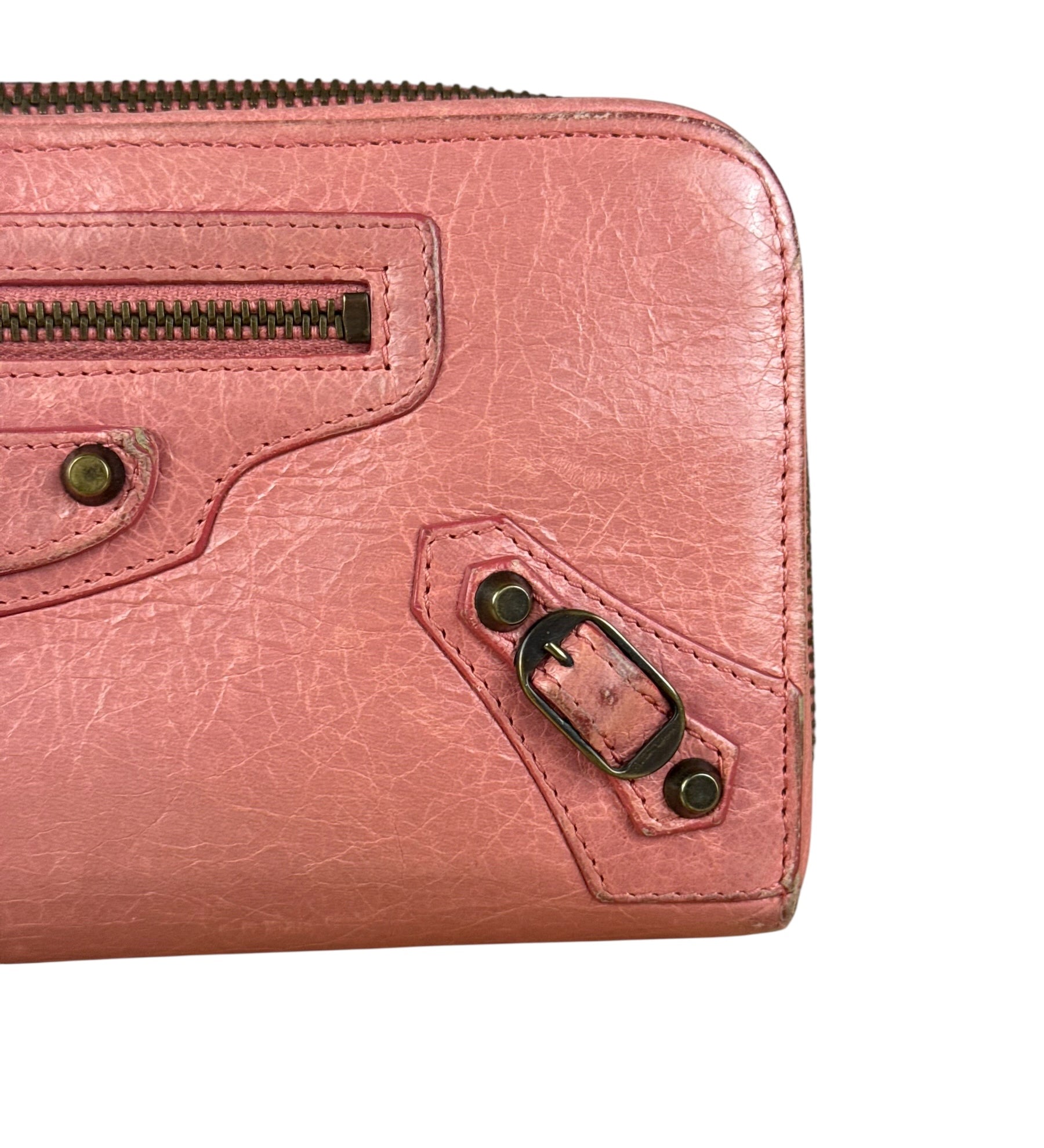 Balenciaga Vintage Pink Continental Zip Wallet