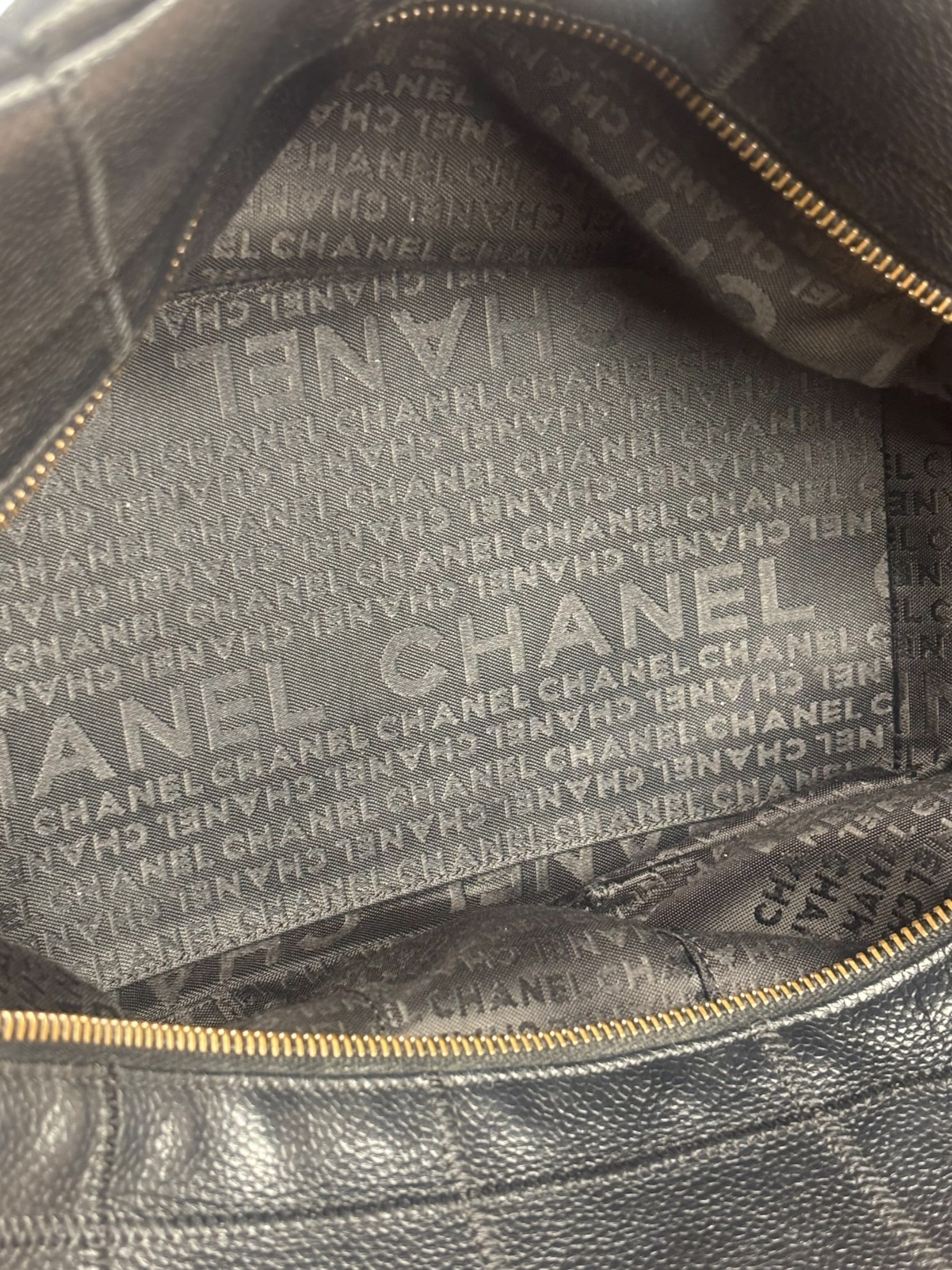 Chanel Black Leather Chocolate Bar Square-Stitched Bowler Shoulder Bag 2005