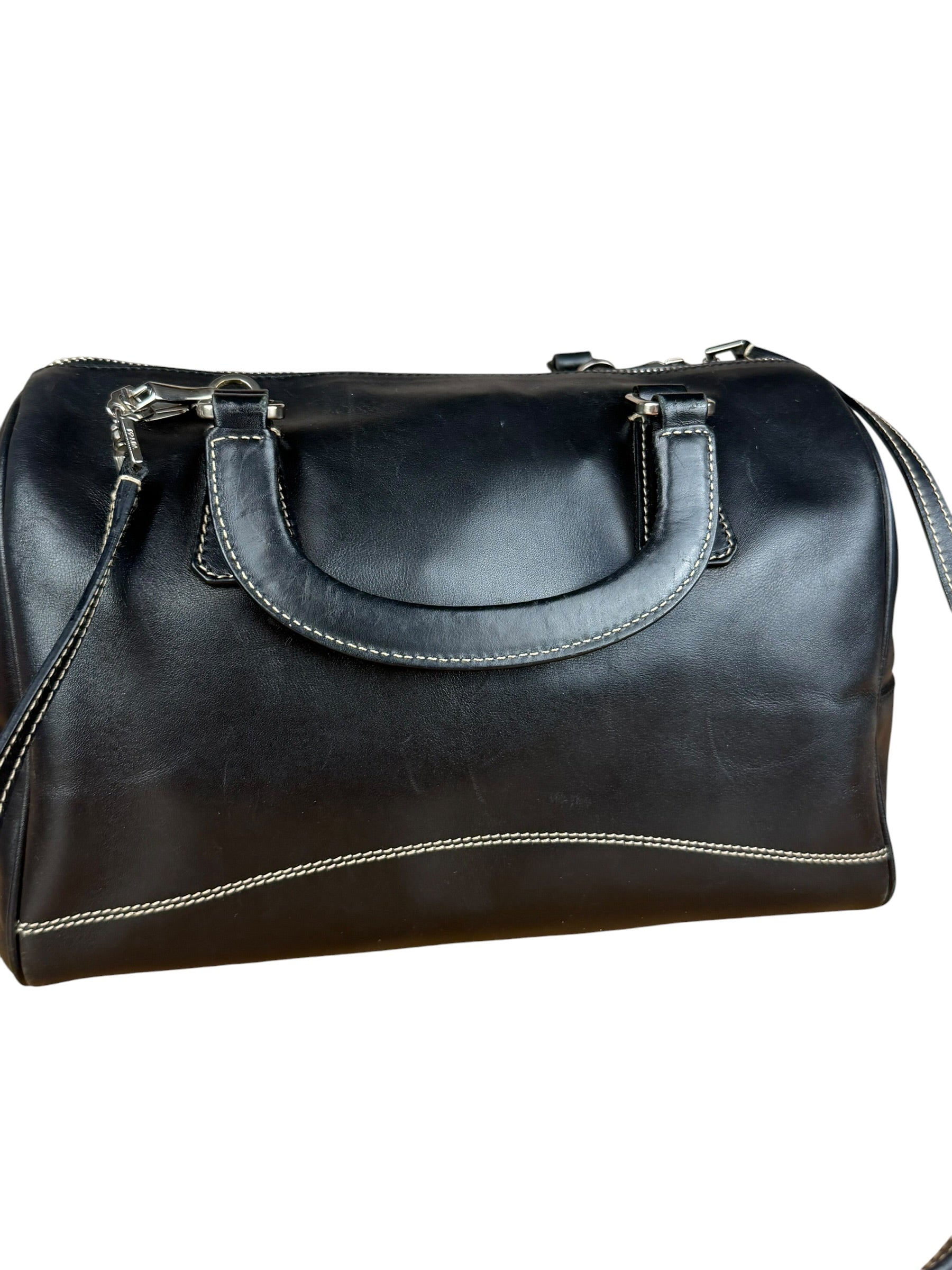 Prada Vintage Black Leather Mini Boston Bag