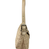 Fendi Grey Leather Trim Zucca Baguette