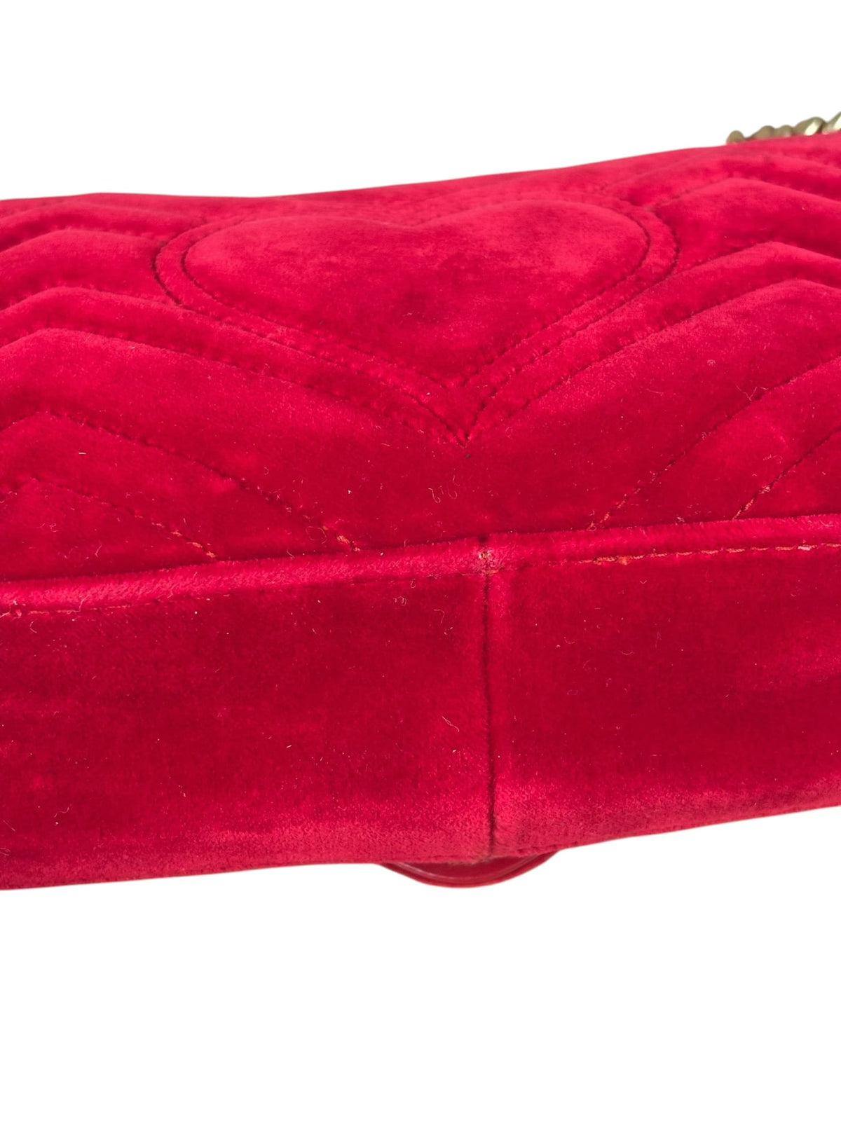 Gucci Hibiscus Red Velvet Matelasse GG Marmont Flap Bag