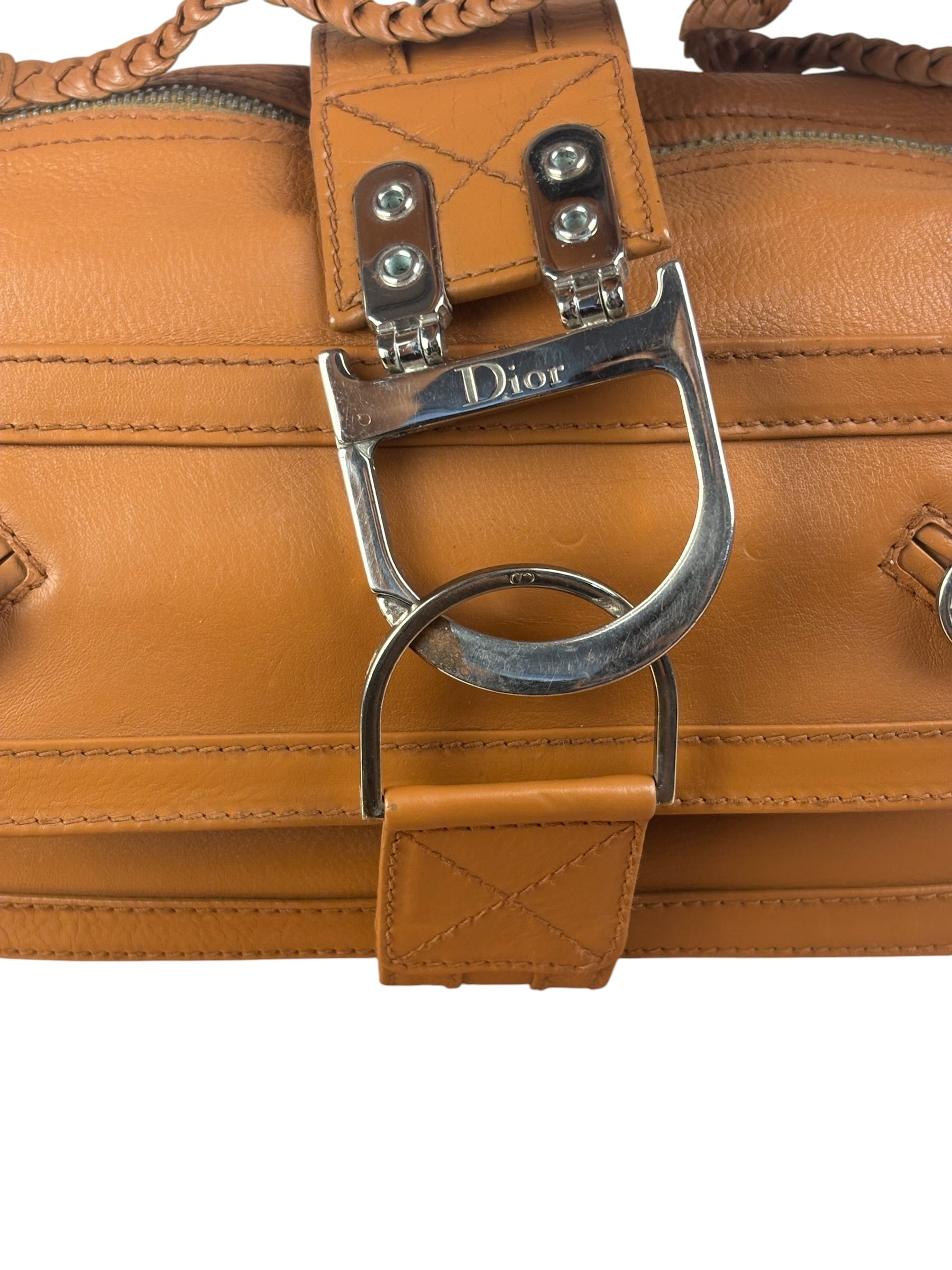Christian Dior Vintage Tan Brown Leather Flight Medium