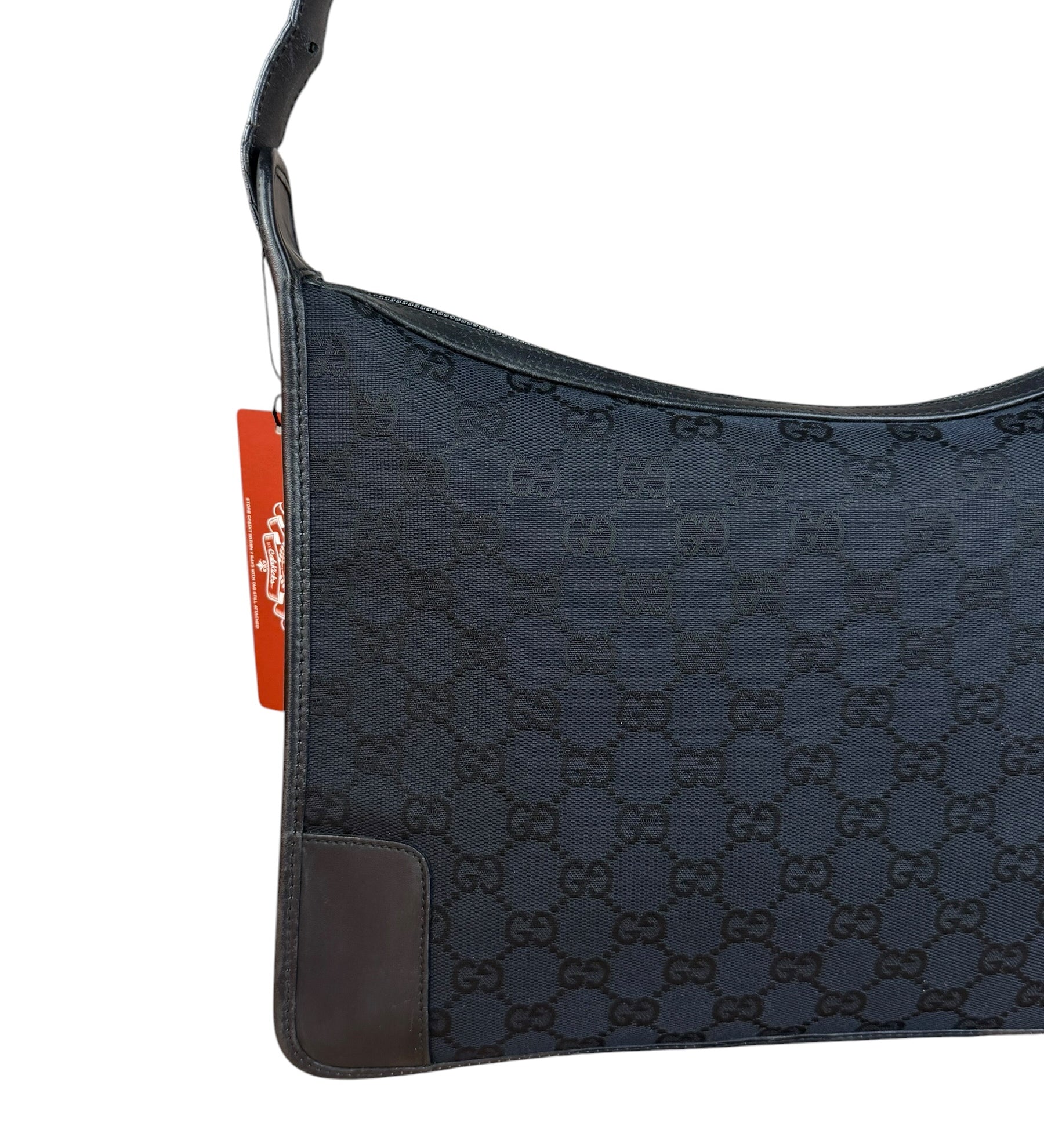 Gucci Vintage Black GG Canvas Shoulder Bag