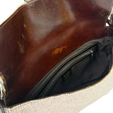Fendi Leather-Trimmed Beaded Baguette Light Pink