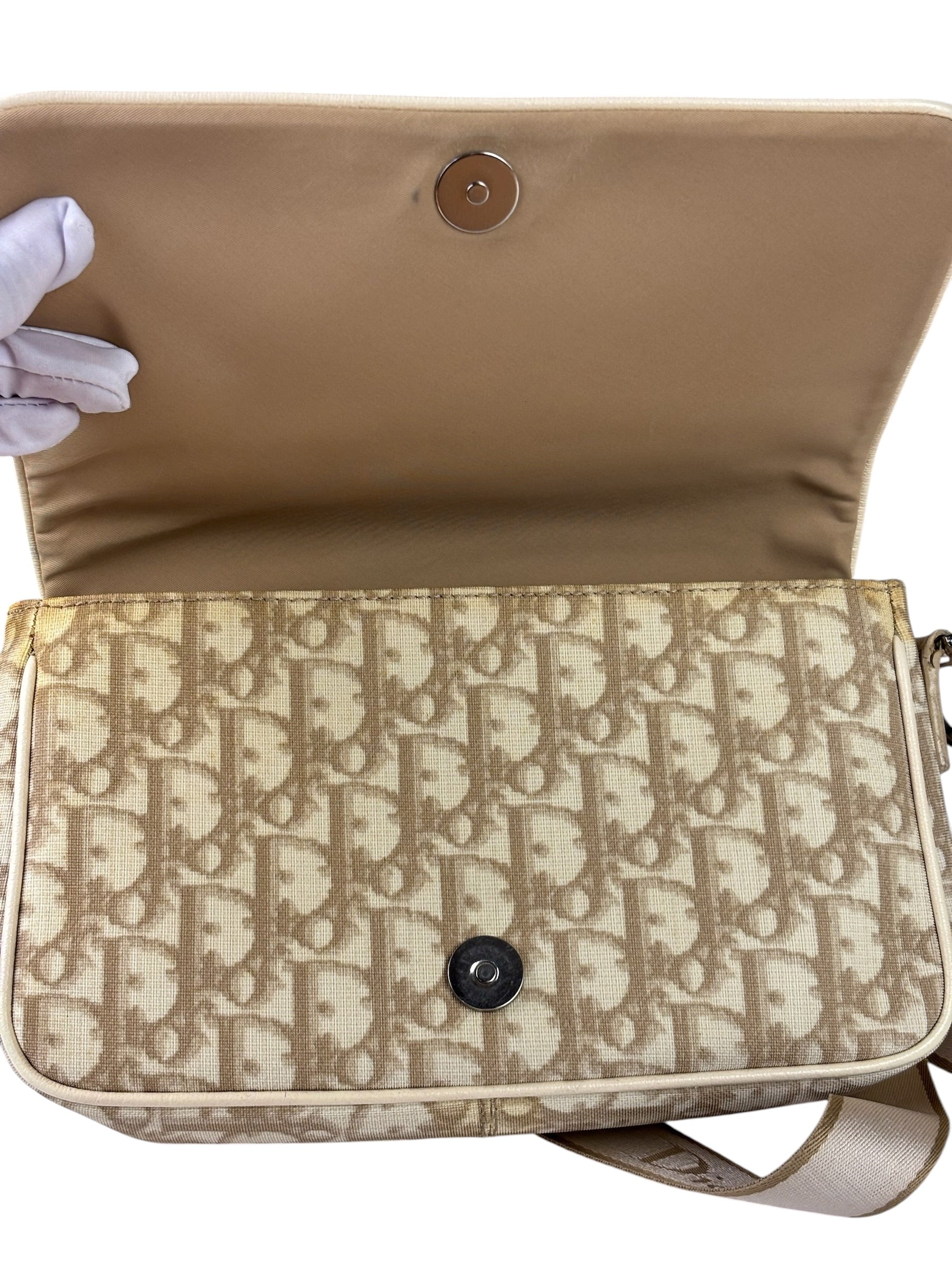 Christian Dior Trotter Flower Embroidered Flap Crossbody