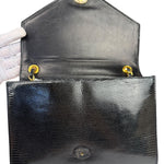 Chanel Black Lizard Leather Envelope Flap Bag 1986