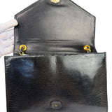 Chanel Black Lizard Leather Envelope Flap Bag 1986