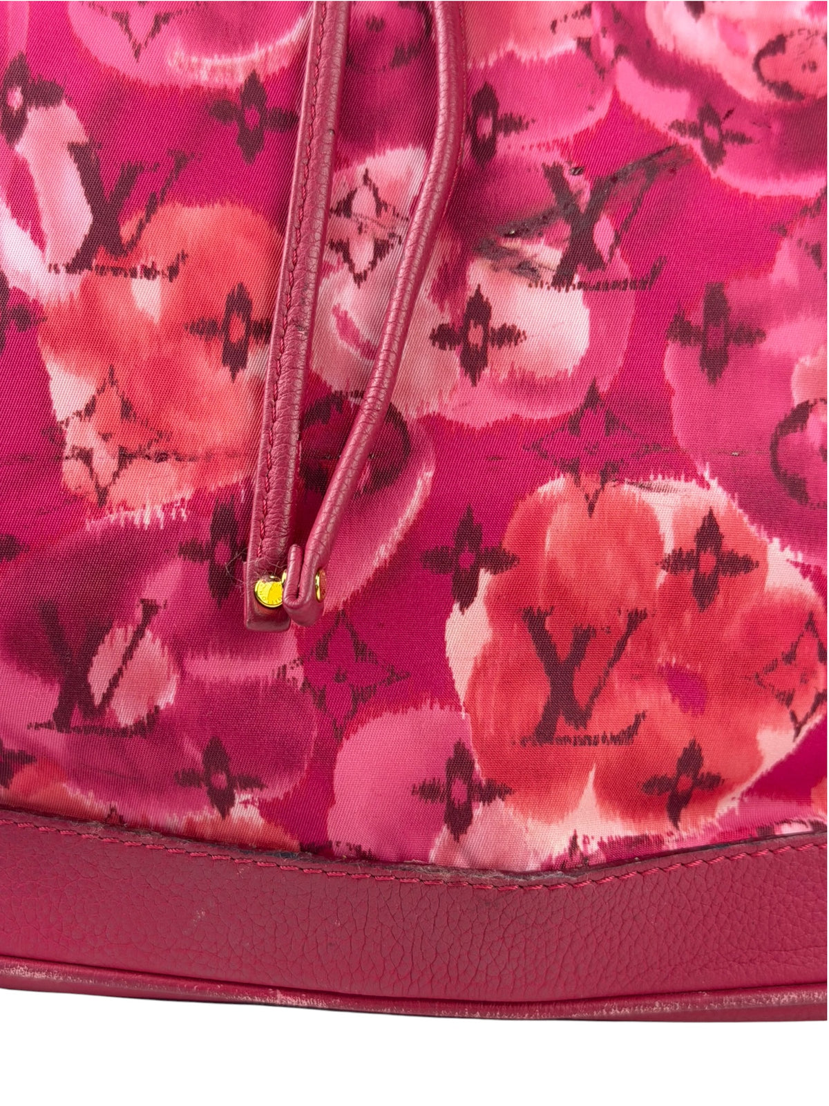 Louis Vuitton Pink Leather Trim Floral Ikat Noefull PM