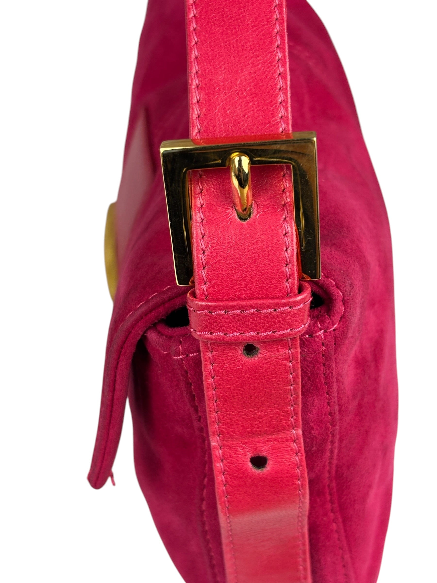 Fendi Pink Suede/Leather Trim Baguette