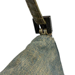 Fendi Denim/Snakeskin Trim Mini Baguette
