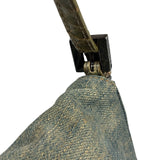 Fendi Denim/Snakeskin Trim Mini Baguette