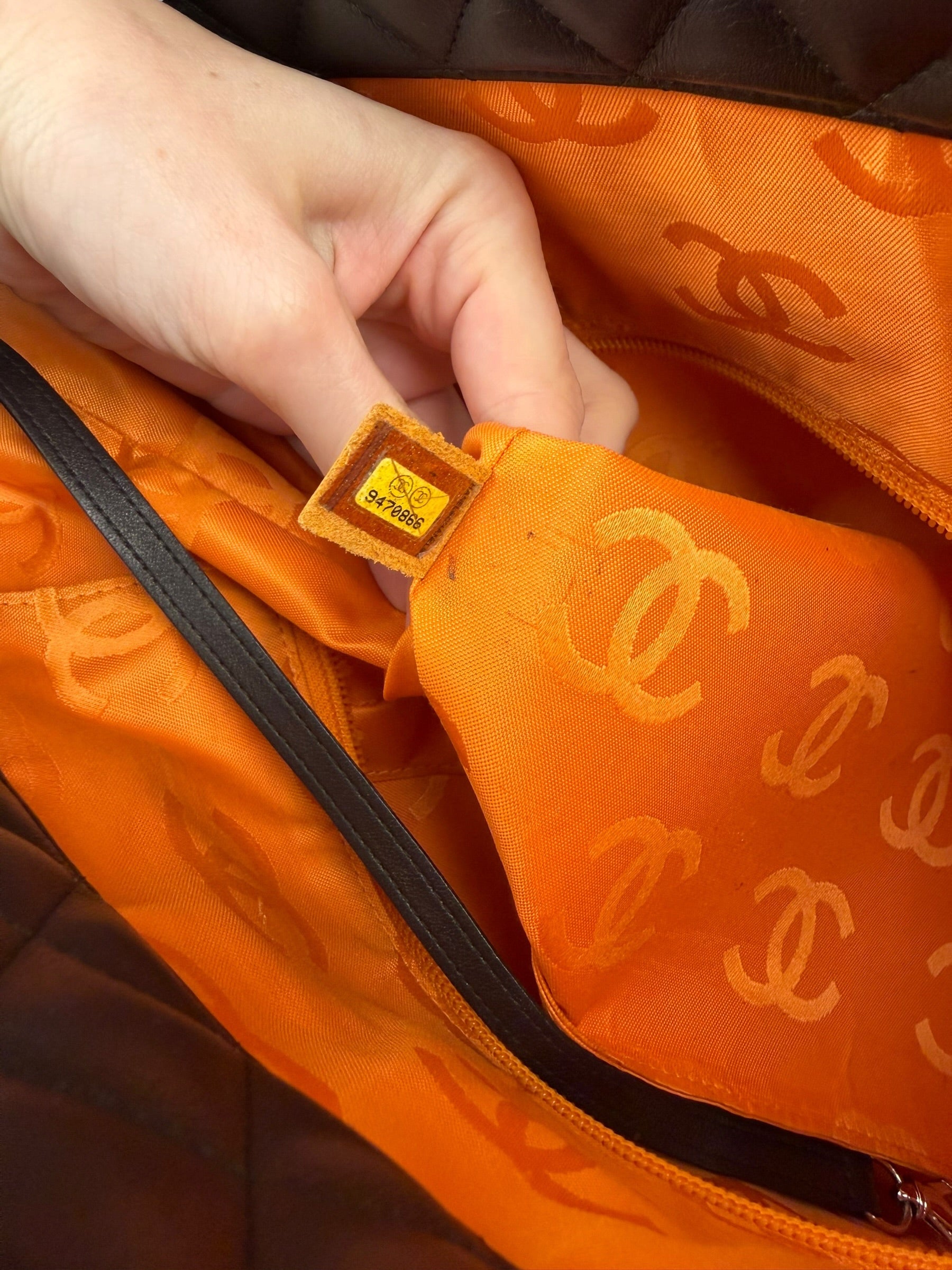 Chanel Brown Quilted Leather Cambon Ligne Shoulder Tote 2004