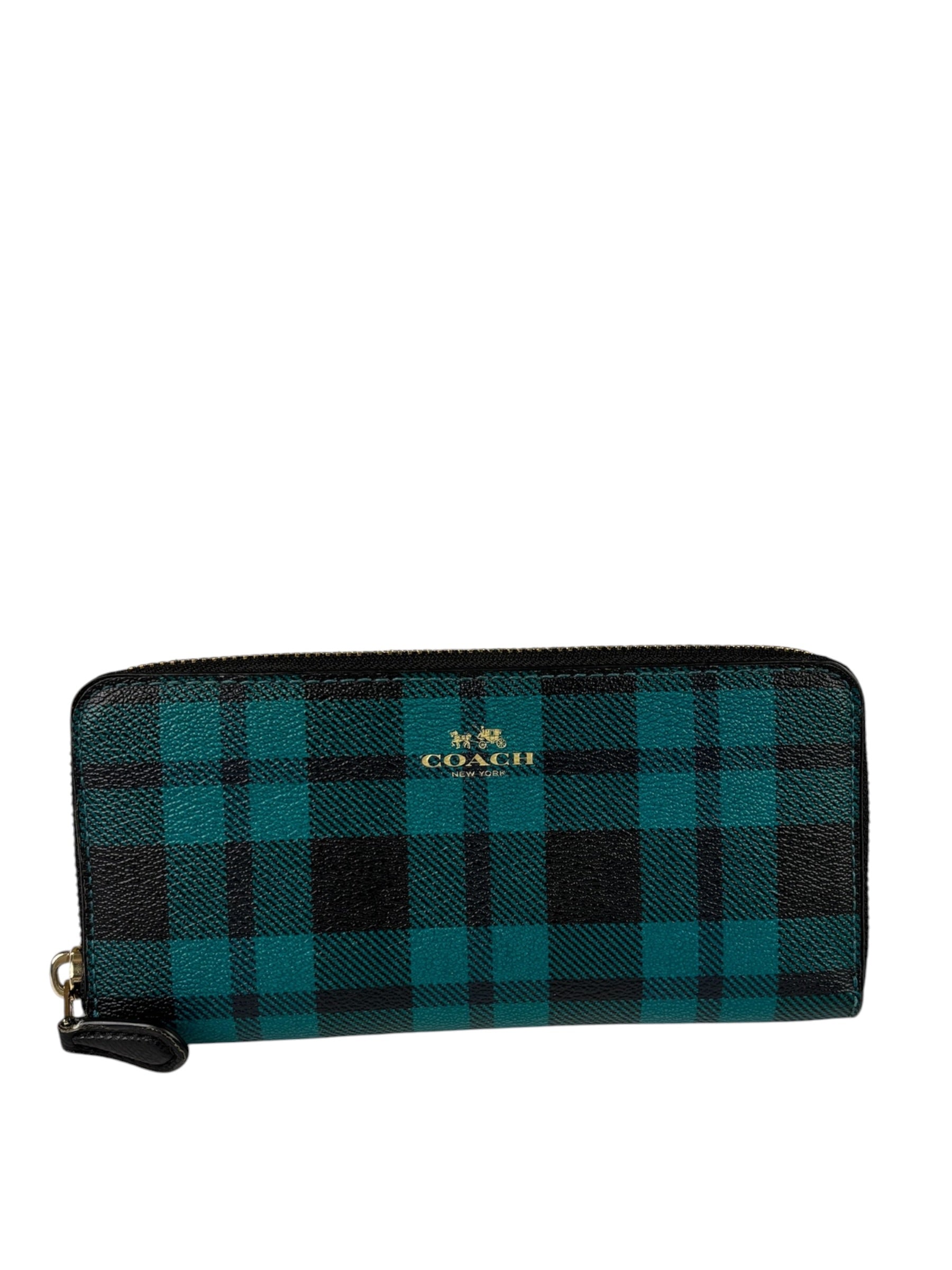 Coach Green Leather Zip-Around Long Wallet
