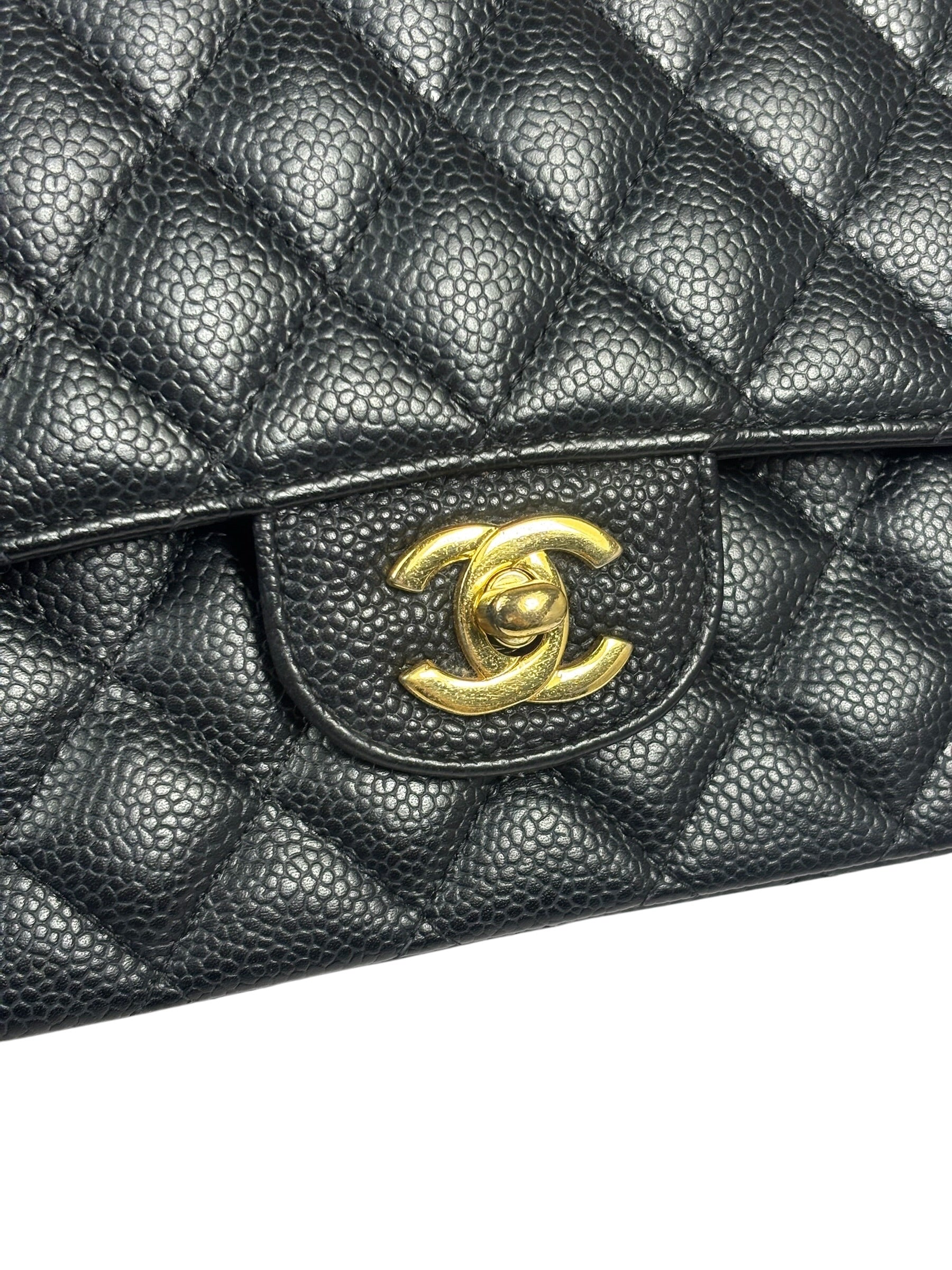 Chanel Black Quilted Caviar Double Flap Bag 2012