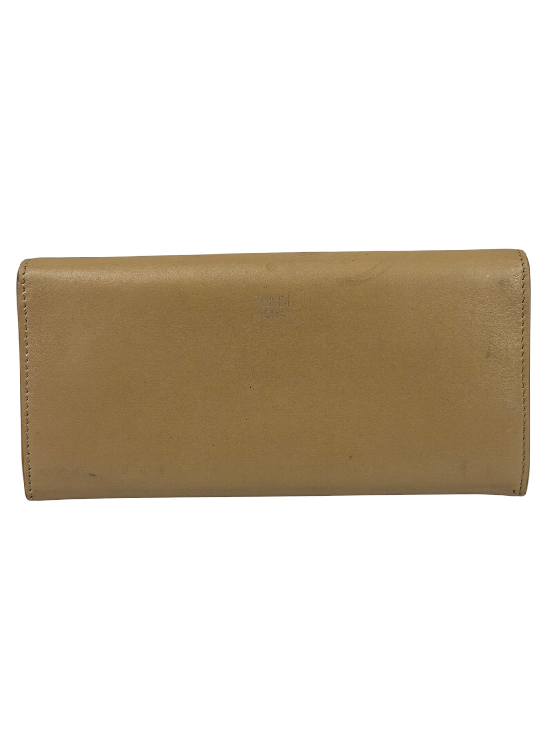Fendi Beige Monster Face Leather Long Wallet