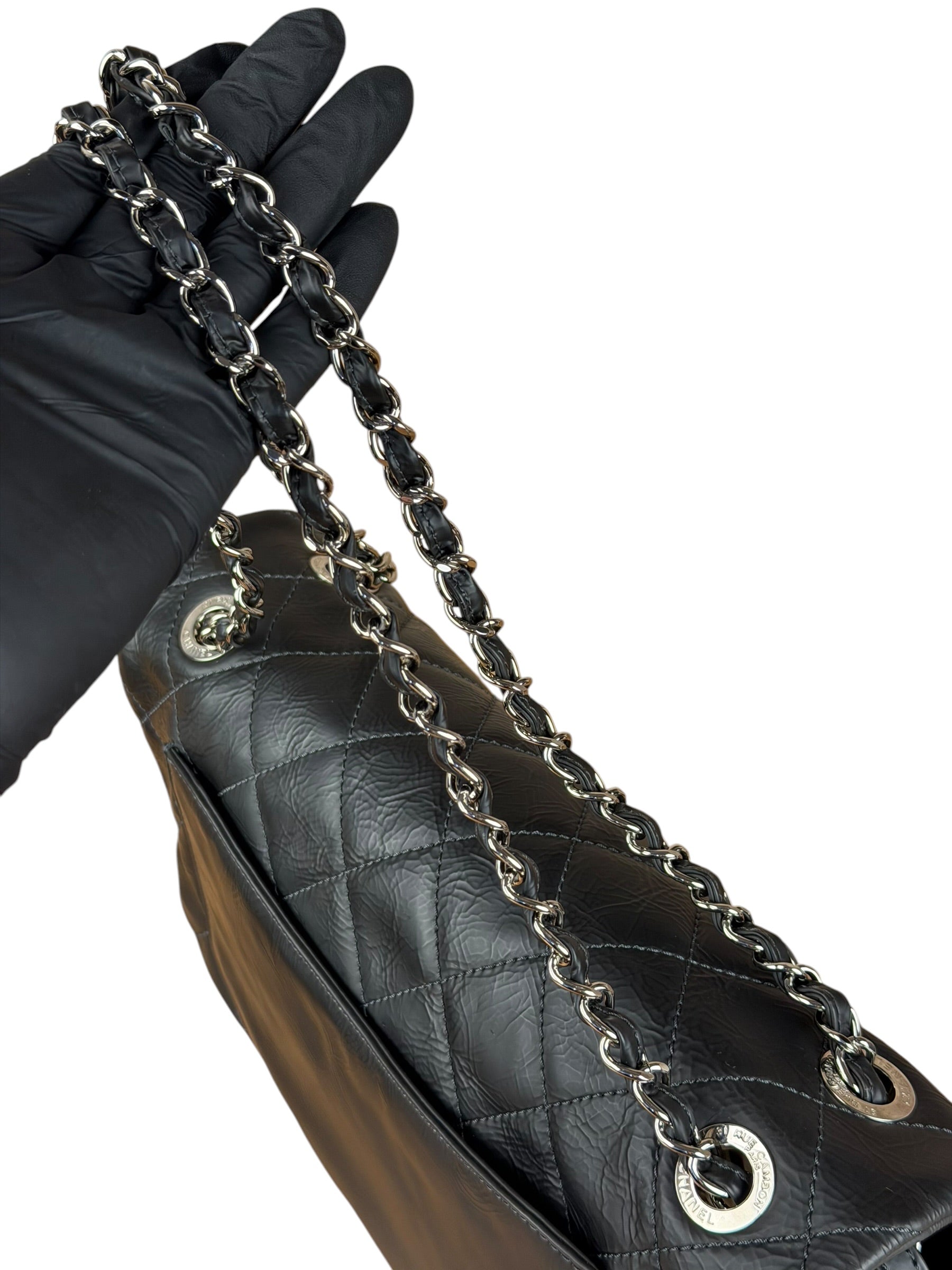 Chanel Black Leather Ultimate Stitch Single Flap Bag 2010