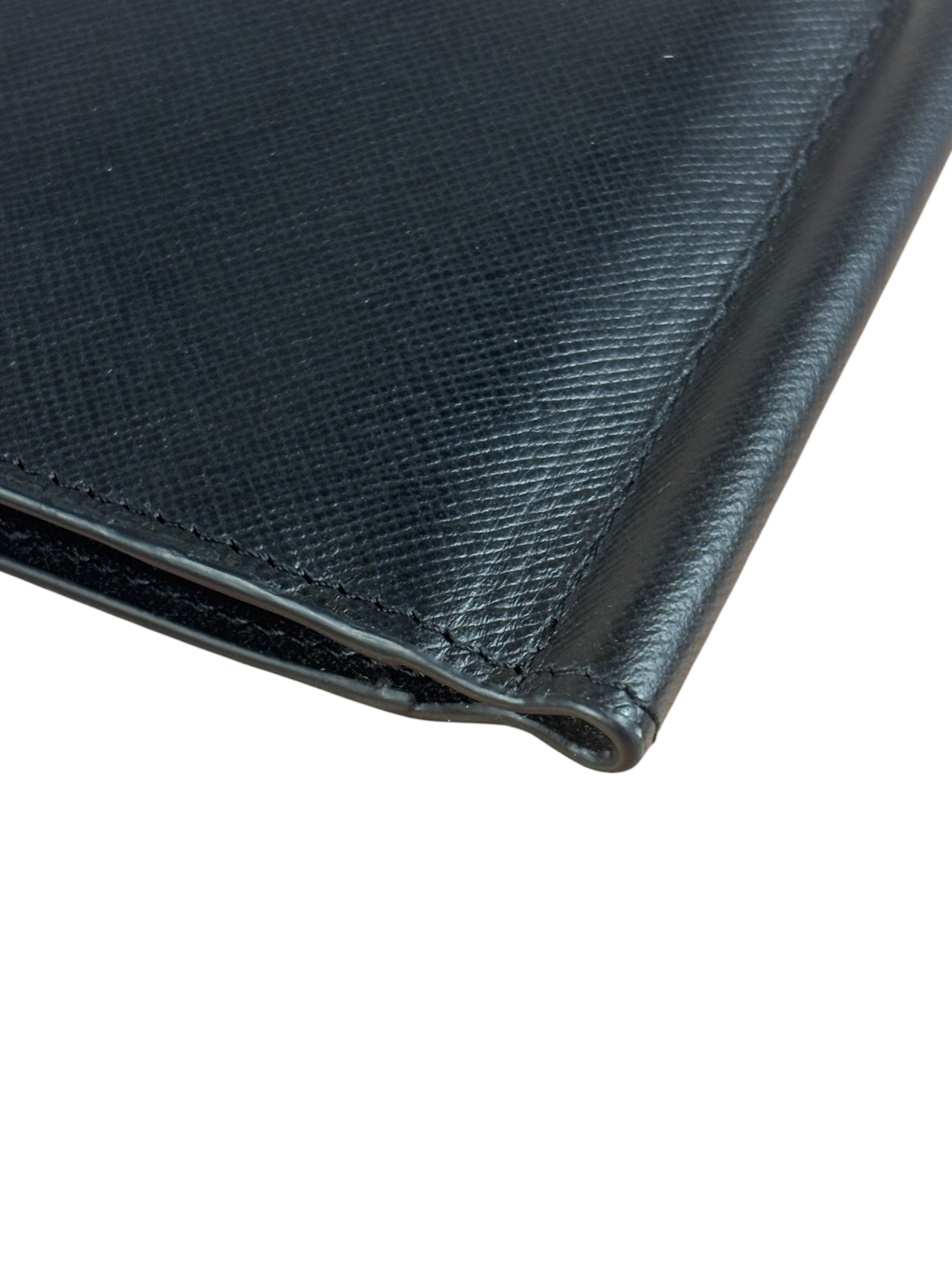 Versace Black Saffiano Leather Bifold Money Clip Wallet