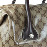 Gucci Vintage GG Coated Canvas Crystal Boston Handbag