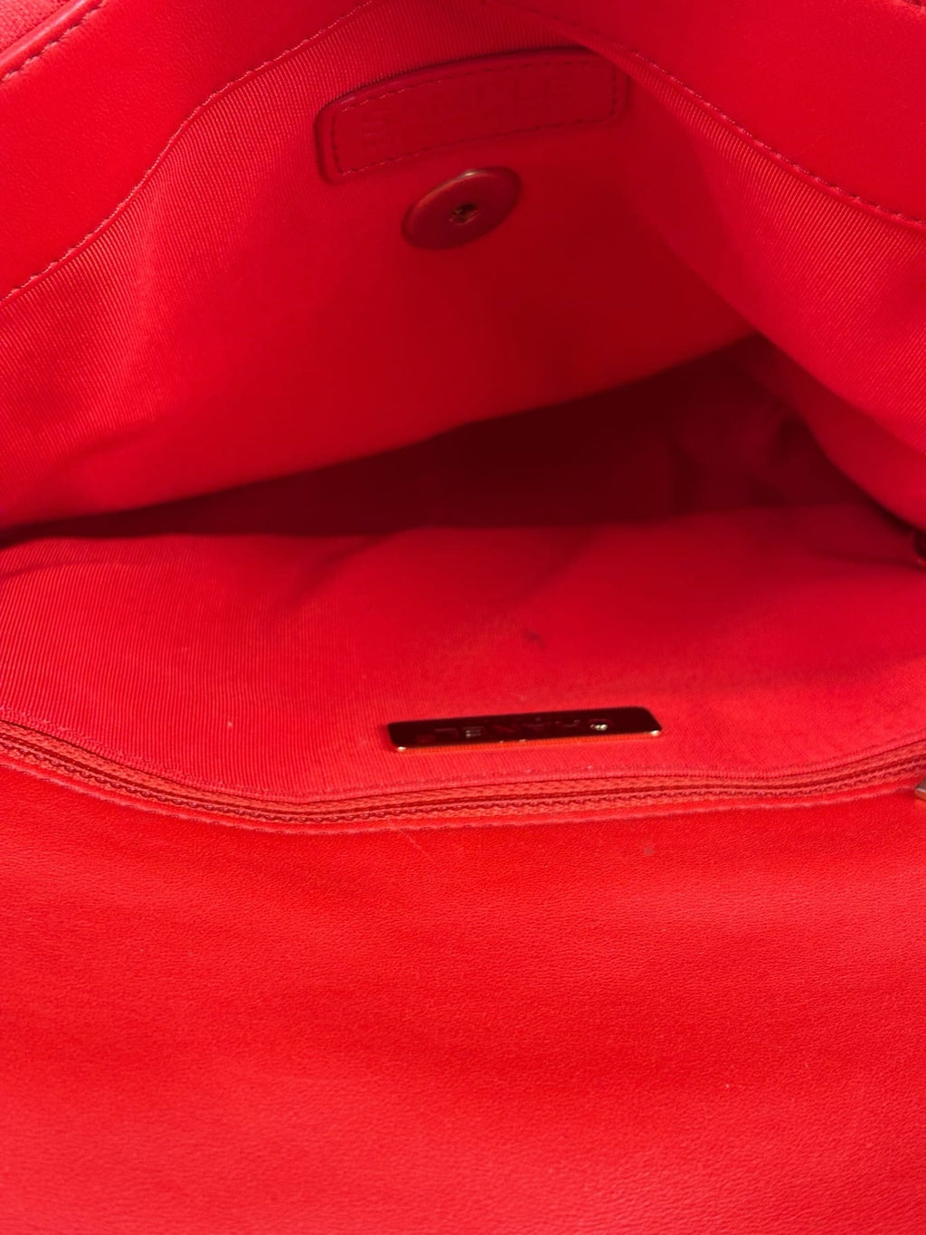 Chanel Red Quilted Leather Trim Jersey 19 Flap Bag 2019