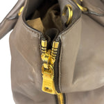 Prada Neutral Taupe Vitello Daino Leather Side Zip Large Shopper Tote