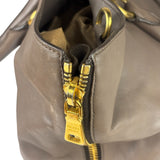 Prada Neutral Taupe Vitello Daino Leather Side Zip Large Shopper Tote