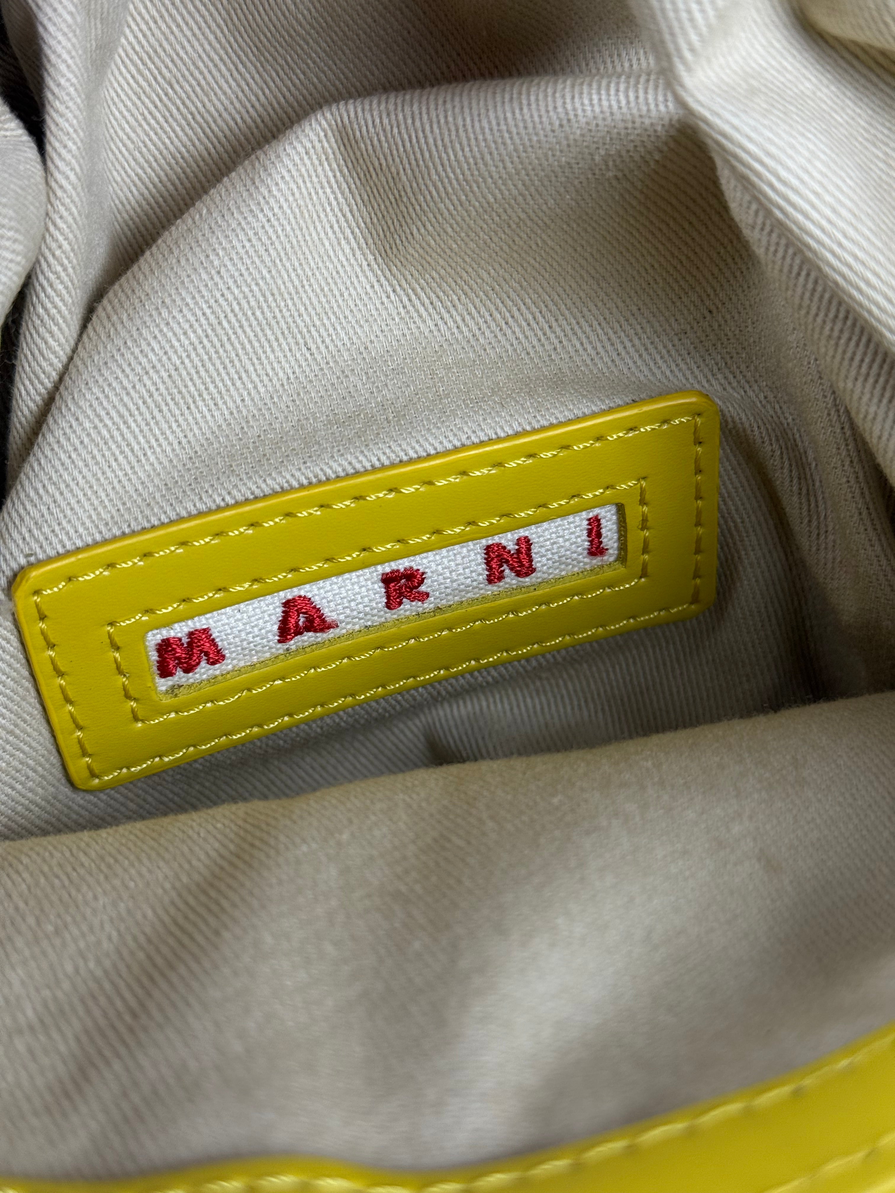 Marni Tropicalia Mini Bucket Bag Raffia with Yellow Trim