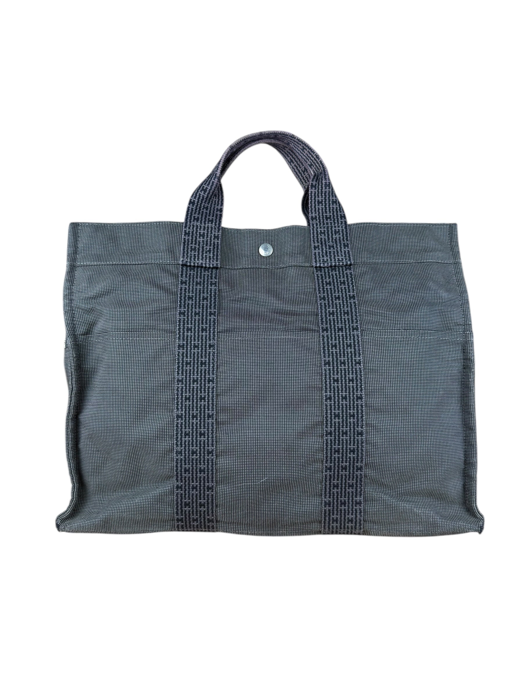 Hermes Herline Grey M Canvas Tote