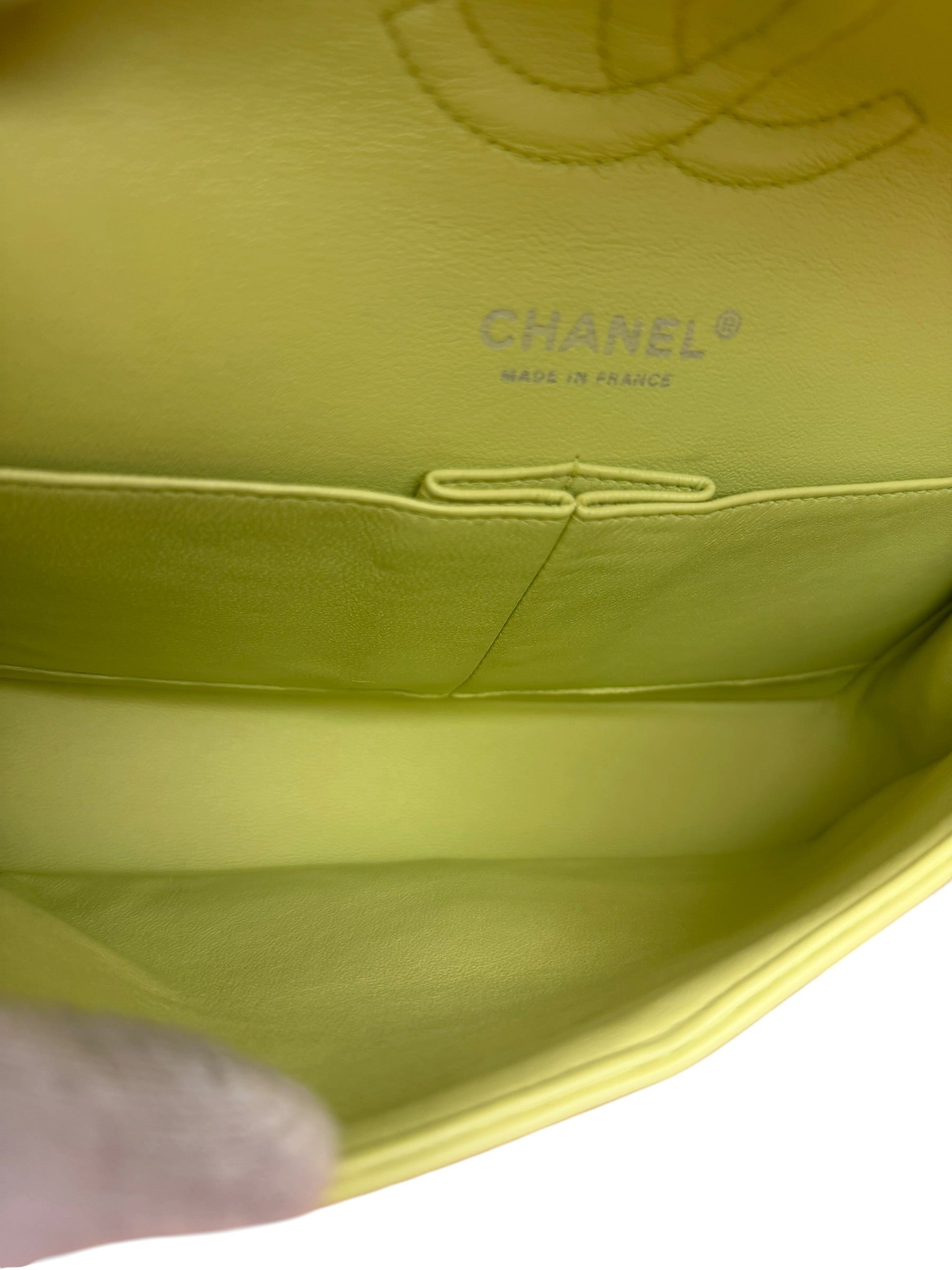 Chanel Yellow Neon Quilted Leather Classic Double Flap Bag 2010