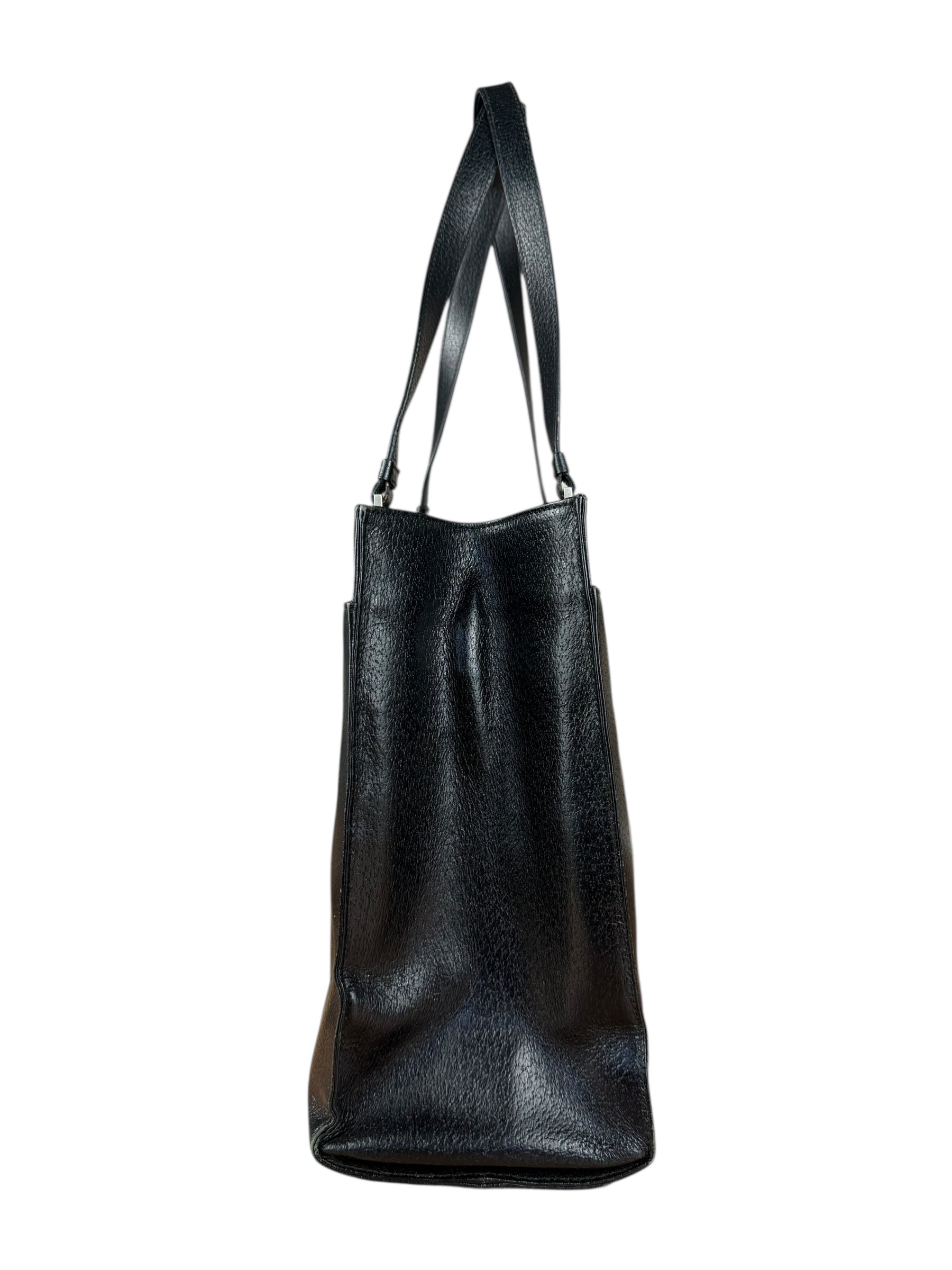 Gucci Vintage Black Leather Shoulder Tote